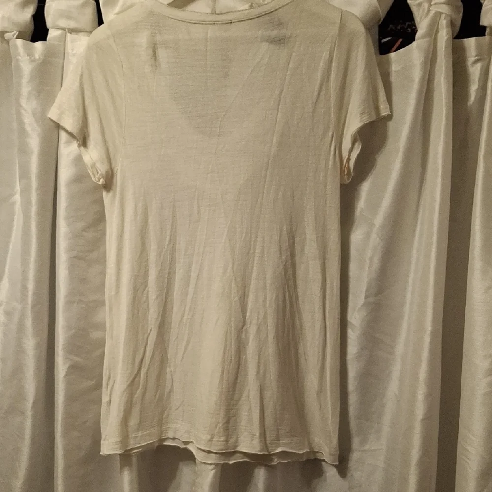 J. Crew Cream Top with Embellished Neckline Lg